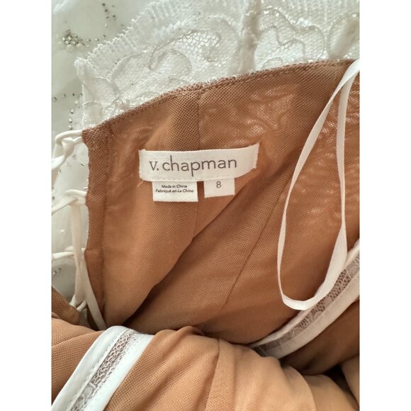 V. Chapman Capulet Strapless Corset Chantilly Lace Midi Dress *Hemmed* Size 8 - Picture 4 of 10